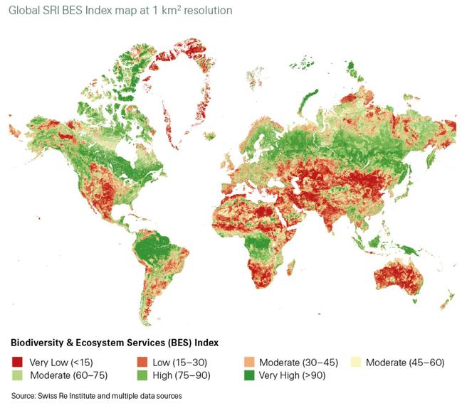 Swiss Re Institute global biodiversity index.